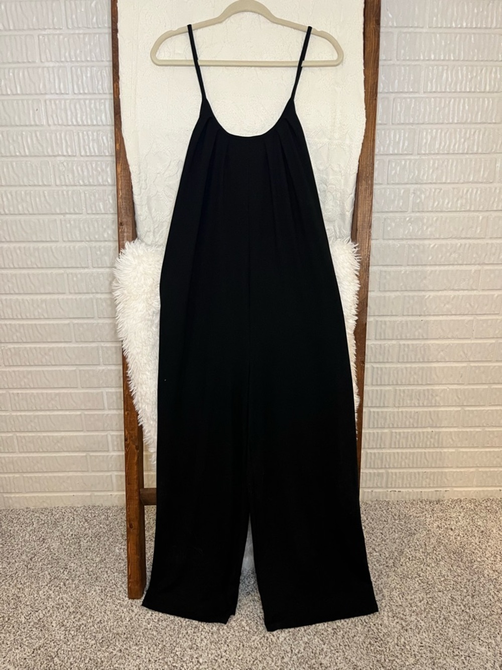 Sleek Black Spaghetti-Strap Wide-Leg Jumpsuit